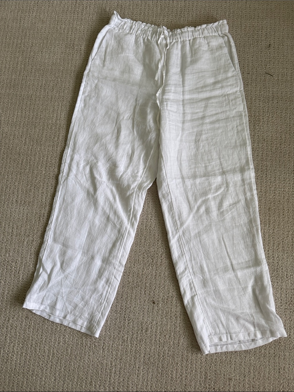 J. Crew White Linen Drawstring Chinos